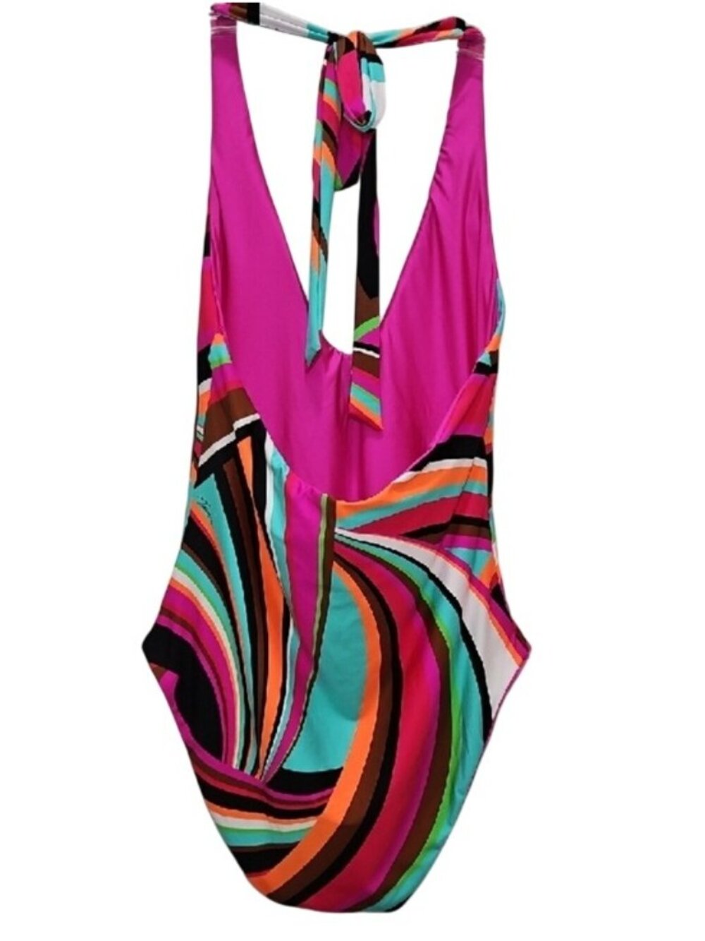 Trina Turk Reversible One Piece Swimsuit Multi-Color Swirl Pattern New Size 10 - Picture 7 of 14